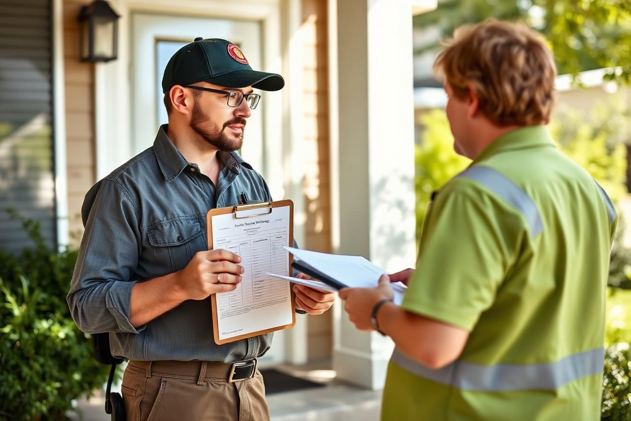 Technician presenting a written quote to a homeowner.