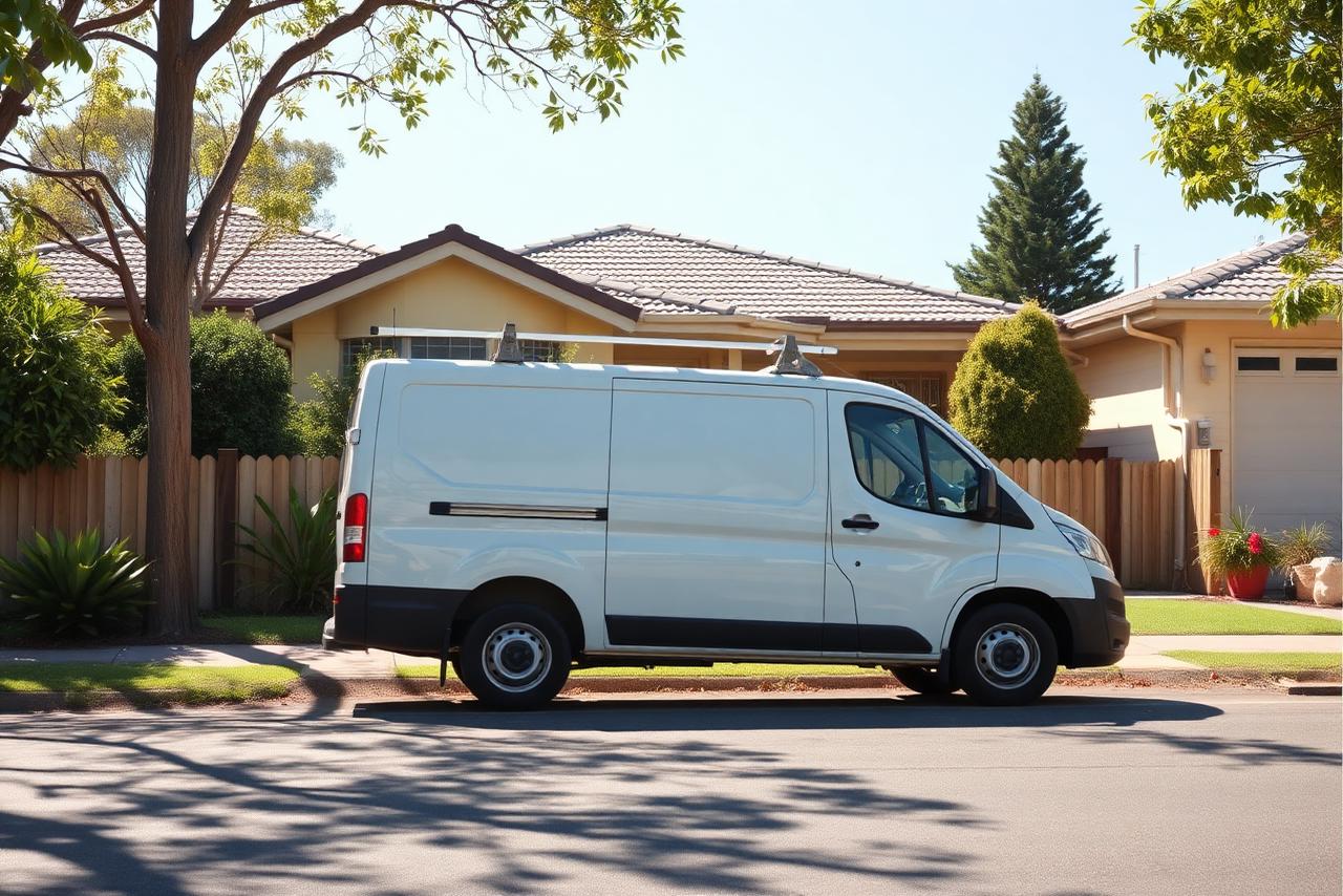 demo pest control service van parked outside a residential home in Newcastle and the Hunter region.